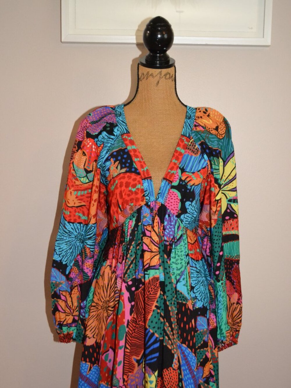NWT Farm Rio Bobo Tropical Cool Leopards Maxi Dress Size Small Cutout Back $245 - Picture 6 of 14